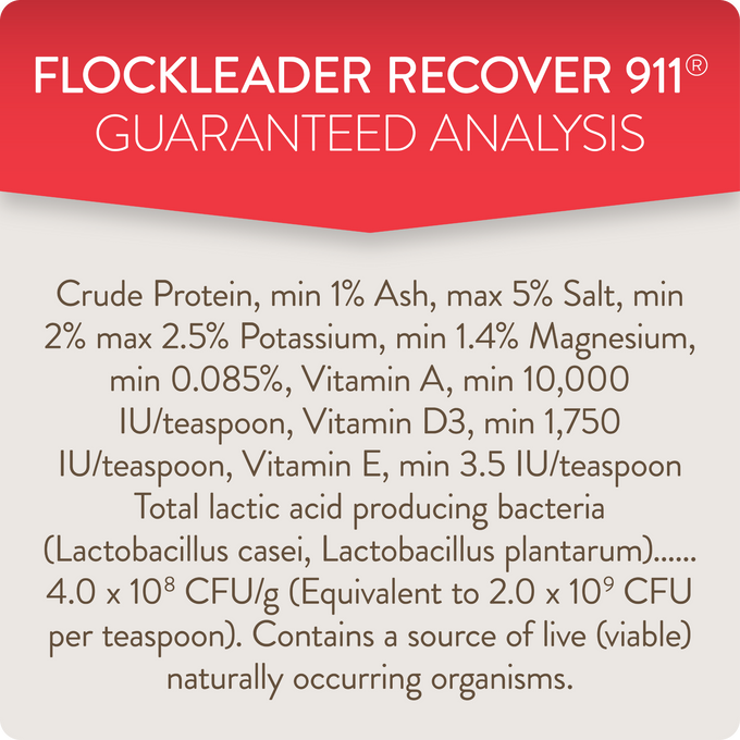 RECOVER 911 – Severe Stress Probiotic Water Supplement for Chickens with Electrolytes, Prebiotics & Oregano